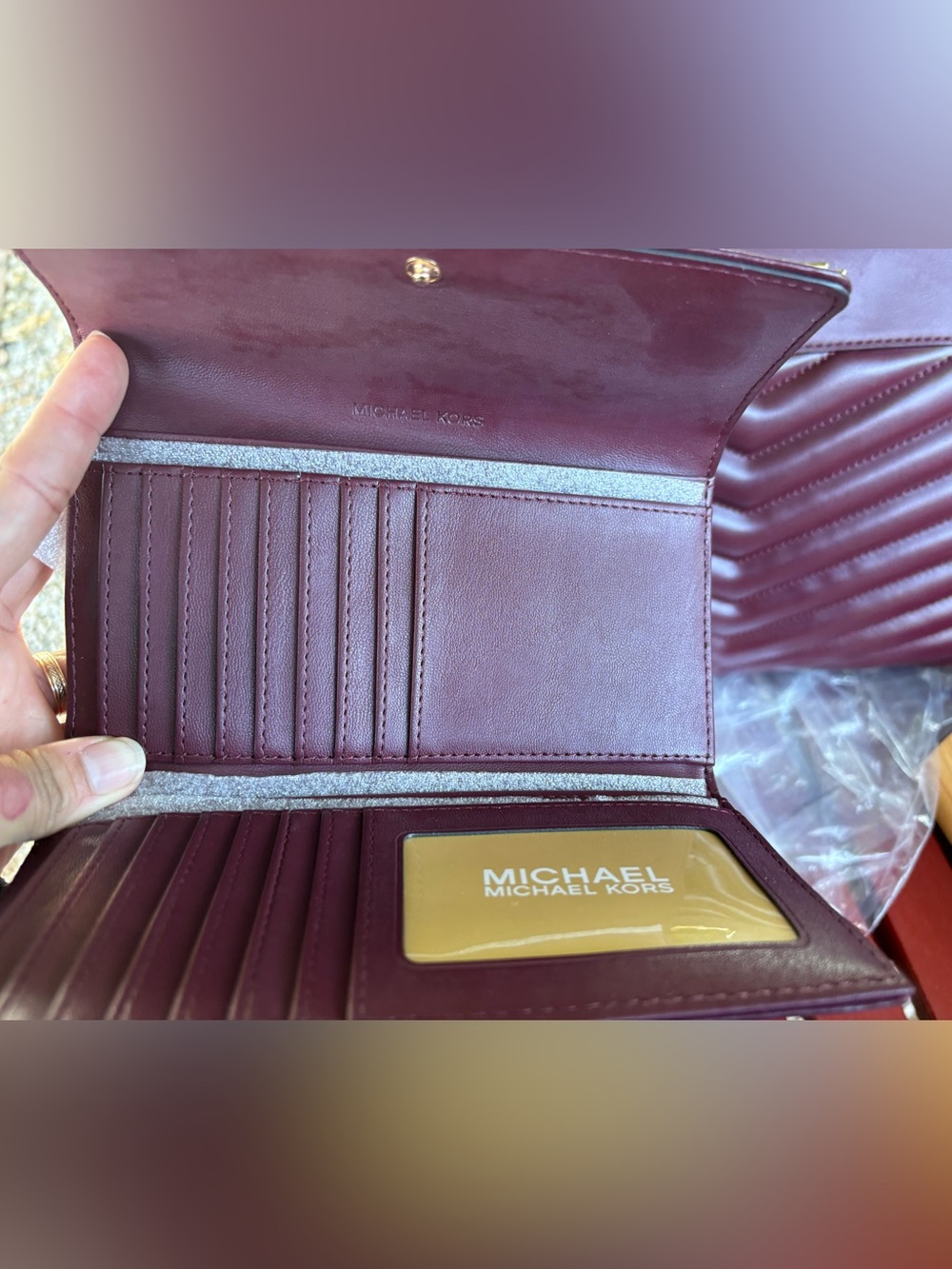 Michael Kors Quilted Leather Wallet - Burgundy